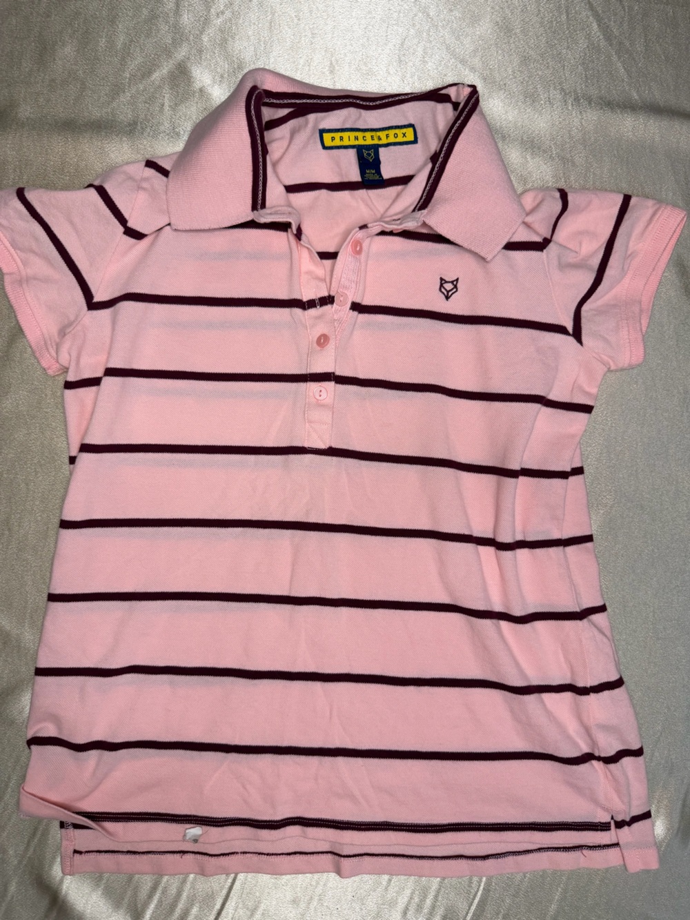 Prince & Fox Women’s Striped Polo Shirt Size M Cotton Preppy Y2K